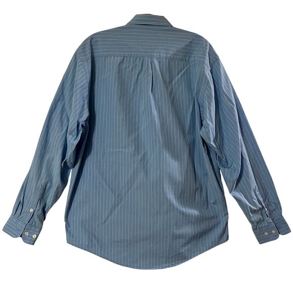 Valentino Uomo Blue Pinstripe Cotton Button Down Shirt Mens 15.5 34 35 - Picture 3 of 9